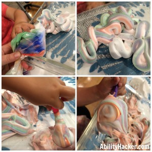 Shaving Cream hand therapy constraint activity